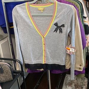 Vera Wang Bow Cardigan with lace trim